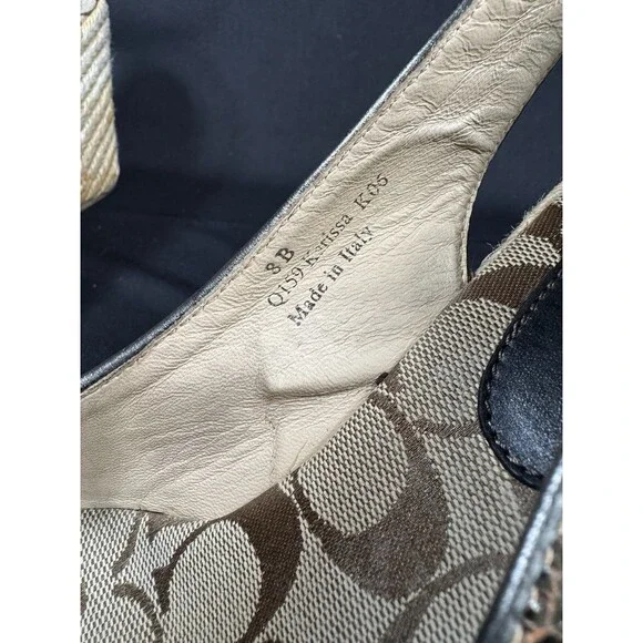 Y2K Coach Espadrille Karissa Wedge Platform Heels Bronze Metallic Size 9 B - Picture 3 of 9